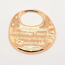 Alloy Flat Round Pendants, Bag with Inspirational Message, Rose Gold, 42.5x41x3mm, Hole: 13x19mm