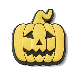 Cabujones de pvc con tema de halloween, calabaza, amarillo, 30x28x4mm