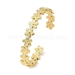 Bracelets de manchette en 304 acier inoxydable, fleur, or, diamètre intérieur: 2-1/4 pouce (5.55 cm)