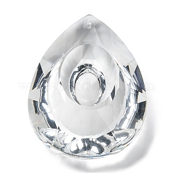 Colgantes de cristal transparente, facetados, lágrima, para colgantes de cristal de araña, Claro, 74.5x51.5x23mm, agujero: 1.8 mm