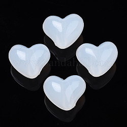 Perline acrilico jelly imitato, cuore, fumo bianco, 13.5x17x13mm, Foro: 3 mm, circa 305pcs/500g