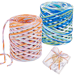 PandaHall Colored Raffia Paper Ribbon, 656 Feet Matte Twine Raffia Ribbon 2 Colors Paper String Raffia Ribbon for Gift Wrapping, Gift Box Packing, Party Decor and Craft Projects, 2 Rolls
