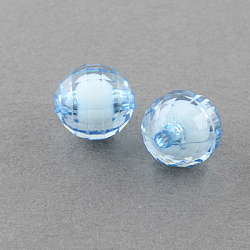 Perles en acrylique transparente, Perle en bourrelet, facette, ronde, bleu ciel, 12mm, Trou: 2mm, environ 580 pcs/500 g
