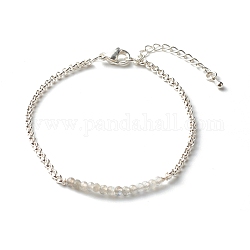 Braguilles en perles de labradorite naturelles, avec 304 chaîne rolo en acier inoxydable, 7.48 pouce (190 mm)