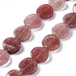 Abalorios de cuarzo natural de fresa hebras, girar redondo y plano, 16x6~7mm, agujero: 1 mm, aproximamente 25 pcs / cadena, 15.75'' (40 cm)