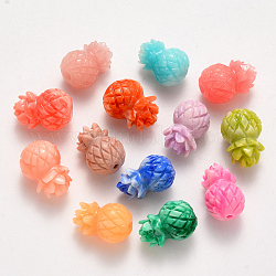 Perles de corail synthétiques, teinte, ananas, couleur mixte, 16x11mm, Trou: 1.6mm
