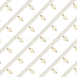 Olycraft 12.6 Yards Kugel-Perlen-Fransenbesatz, Perlen-Quastenbesatz, weißer Perlenbandbesatz, Nähbesatz, Fransen für Vorhänge, DIY, Nähen, Basteln, Heimdekoration, Kleidung, Dekoration