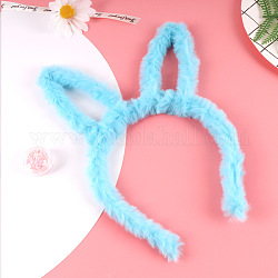 Cute Furry Rabbit Ear Cloth Hair Bands, Hair Accessories for Girls, Light Blue, 160x140x20mm
