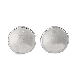 304 плоские круглые серьги-пусеты из нержавеющей стали для женщин, цвет нержавеющей стали, 12x12.5 мм