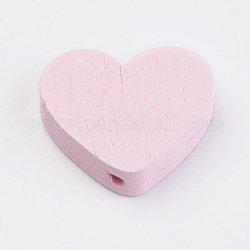 Cuentas de madera naturales, teñido, corazón, rosa, 21x23.5x5mm, agujero: 2 mm, aproximamente 590 unidades / 500 g