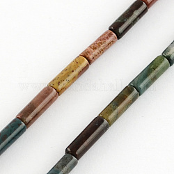 Chapelets de perles en agate indienne naturelle, Tube, colorées, 13x4~5mm, Trou: 1mm, Environ 27~30 pcs/chapelet, 15.3 pouce