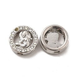 Legierungskristallrhinestone-Perlen, flach rund mit Meerjungfrauenmuster, Platin Farbe, 12x5 mm, Bohrung: 2x2 mm