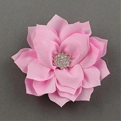 Handarbeit gewebt Ornament Accessoires, mit Zubehör aus Strass-Legierung , Blume, rosa, 86x20 mm
