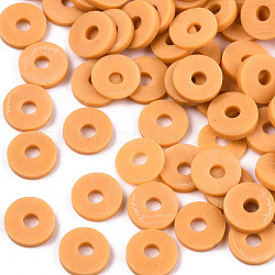 Perline polimero argilla fatto a mano, per forniture fai da te gioielli artigianato, Disco / rotondo piatta, perline Heishi, arancione, 8x1mm, Foro: 2 mm, circa 13000pcs/1000g