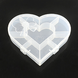 Сердце пластиковые контейнеры для хранения бисера, 9 отсеков, прозрачные, 13.5x15.5x2.7 см