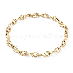 Iron Cable Chain Necklaces, with Brass Horse Eye Screw Carabiner Lock Charms, Real 18K Gold Plated, 17-3/4 inch(45cm)