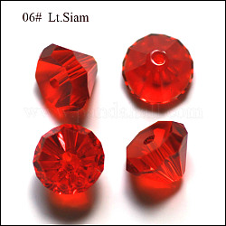 Имитация австрийских кристаллов, класс AAA, граненые, алмаз, красные, 7x5 мм, отверстие : 0.9~1 мм