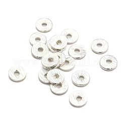 Rack Plating Brass Spacer Beads, Long-Lasting Plated, Heishi Beads, Disc, Silver, 8x0.5mm, Hole: 1.2mm
