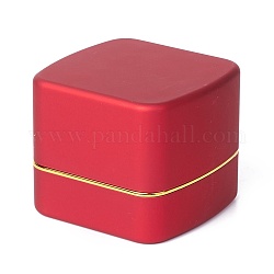 Quadratische Schmuckkästchen aus Kunststoff, mit Samt und LED-Licht, rot, 6.5x6.7x5.6 cm