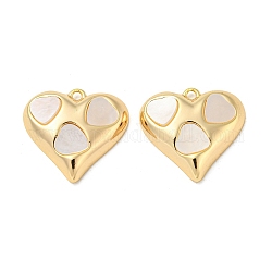 Brass Pendants with Shell, Heart, Real 18K Gold Plated, 18x19x4mm, Hole: 1.4mm