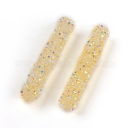 Glass Rhinestone Beads, For DIY Jewelry Craft Making, AB Color Plated, Tube, Jonquil, 32~33x6mm, Hole: 0.8mm