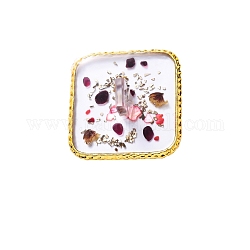Цветовая палитра смолы с квадратным краем и позолоченным покрытием, косметический косметический инструмент для ногтей, с сухоцветами, ракушками, драгоценными камнями и блестками, прозрачные, 46.5x46.5x16.5 мм