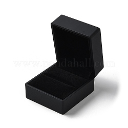 Cajas de almacenamiento de anillos de plástico rectangulares, Estuche de regalo para anillos de joyería con interior de terciopelo y luz LED., negro, 5.9x6.4x5 cm