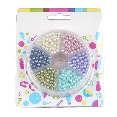 Glass Pearl Bead Sets, Pearlized, Round, Mixed Color, 4mm, Hole: 1mm, about  650pcs/box