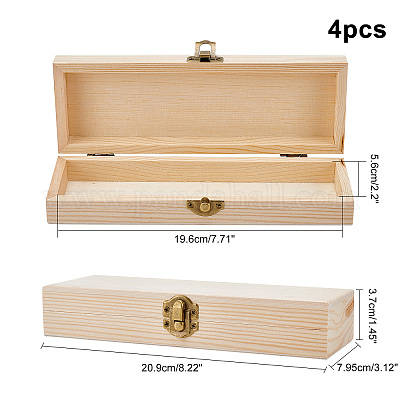 Wholesale OLYCRAFT 4PCS Unfinished Wood Box Natural Wooden Boxes