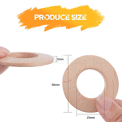 Wooden Rings Natural Beech for Craft, Unfinished Wood Ring Circle