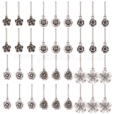 BENECREAT 36Pcs 6 Style Alloy Flower Zipper Pull Charms, Antique Silver and  Platinum Zipper Pull Purse Charm with Iron Snap Clasp for Jacket Backpack