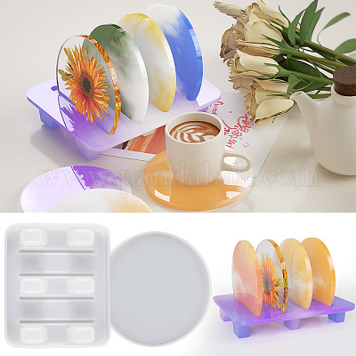 5Pcs Large Silicone Flower Coaster Resin Casting Molds Kit Epoxy