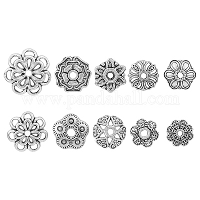 Tibetan Style WHOLESALE Double Sided Flower Bead Caps, 7mm long