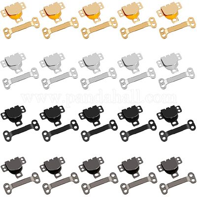 Set 20 Chiusure A Gancio E Occhiello Per Abbigliamento, 5 Colori (Rame, Argento, Nero, Bronzo, Oro), Per Gonne E Pantaloni