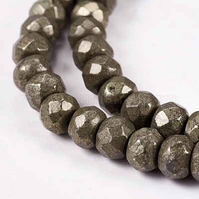 Natürliche Pyrit Perlen Stränge&nbsp;G-L051-6x4mm-01-1