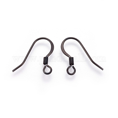 16mm Plastic Earring Hooks with 304 Stainless Steel Beads - Antique Silver  - 10pcs