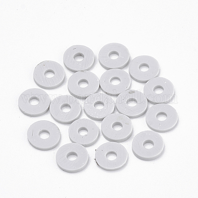 Flache runde handgemachte Polymer Clay Perle Spacer&nbsp;X-CLAY-R067-4.0mm-39-1