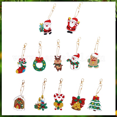 Wholesale Christmas Theme DIY Diamond Painting Keychain Kit 