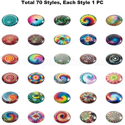 Wholesale PandaHall 70pcs 70 Styles Swirl Glass Cabochons Colorful Rainbow  Half Round Tiles 25mm Kaleidoscope Glass Cabochons Dome Gems for Photo  Cameo Pendant Jewelry Making Handcrafts Scrapbooking 