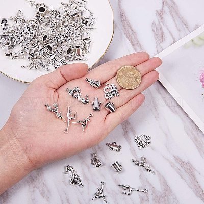 Metal Charms Silver Cheer 8 Pkg