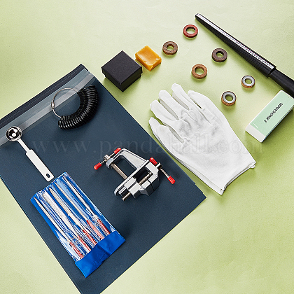 アクセサリー作り用 パンダホールdiyウッドリングクラフトキット 6個の木製リングブランク ミニテーブルベンチバイス リングサイザーセット 大人のためのスチールダイヤモンドファイルと他のアクセサリーdiyジュエリーリングクラフトプロジェクト 初心者 を購入