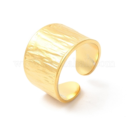 Chapado en iones (ip) 304 anillo de puño abierto texturizado de acero inoxidable para mujer RJEW-E063-22G-1