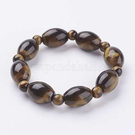Natürlichen Tigerauge Perlen Stretch-Armbänder BJEW-K164-A01-1