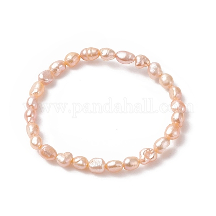 Pulsera elástica con cuentas de perlas naturales para mujer BJEW-JB09188-1