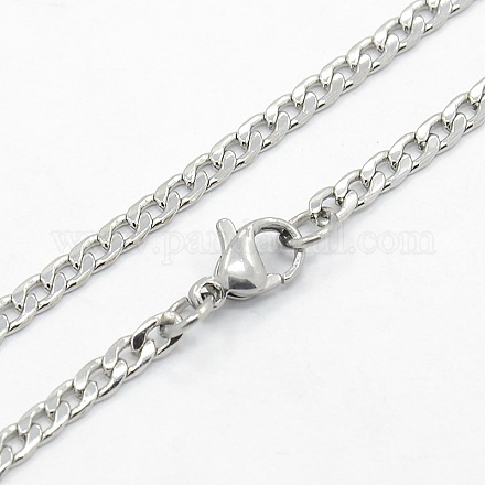 Men's 304 Stainless Steel Curb Chain Necklaces STAS-O037-65P-1