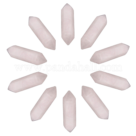 SUNNYCLUE 1 Box 10Pcs Rose Quartz Crystal Points Hexagonal Healing Chakra Faceted Gemstone Pointed Bullet Stones Wands Carved for Jewelry Making DIY Necklace Riki Balancing Meditation G-SC0001-61-1
