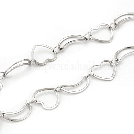 304 Stainless Steel Moon & Heart Link Chains CHS-F015-02P-1