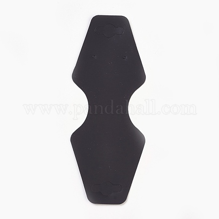 プラスチックディスプレイカード  ネックレスとイヤリングに使われる  ブラック  12.5x5cm  約100個/袋 CDIS-WH0005-03-1