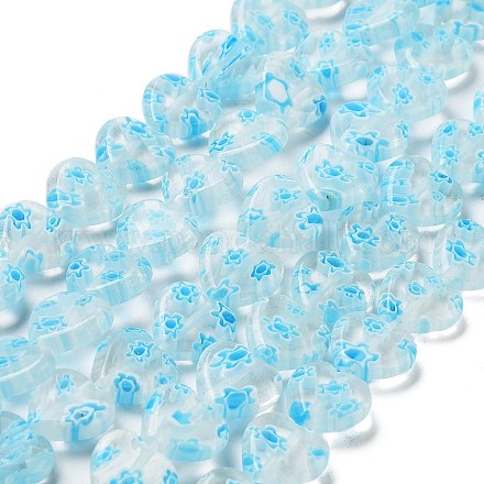Millefiori mano fili perle cuore di vetro LK-P017-12-1