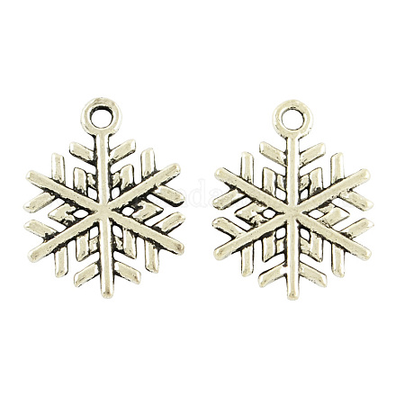 Tibetan Style Alloy Snowflake Pendants X-TIBEP-A8204-AS-RS-1